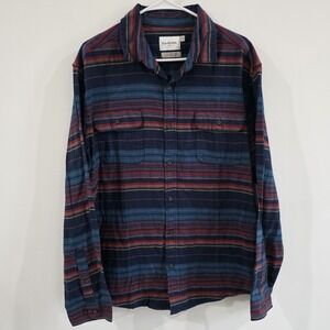 Goodfellow Mens Button Up Flannel Shirt Size Large Striped‎ Boho Cozy Outdoor